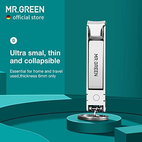 MR.GREEN Collapsible Nail Clippers Small and Thin Portable Travel Nail Scissors Cutter Stainless Steel Manicure Tools with Nail Files (Eco-Packaging)