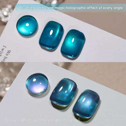 GAOY Glitter Cat Eye Gel Nail Polish Set with Magnet Colorful Galaxy for Holographic Cat Eye, Salon Gel Manicure and Nail Art DIY at Home