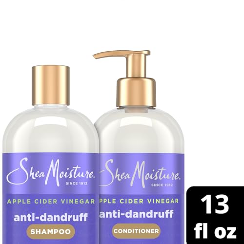 SheaMoisture Anti-Dandruff Shampoo & Conditioner – Apple Cider Vinegar, Shea Butter, 3% Salicylic Acid for Itchy Scalp Relief, 13 Oz Ea