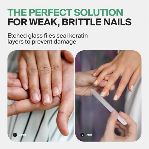 GERMANIKURE Czech Crystal Glass Nail File 3 Pack in Suede Leather Case - Professional Manicure & Pedicure Products for Smooth Easy Shaping of Natural Nails