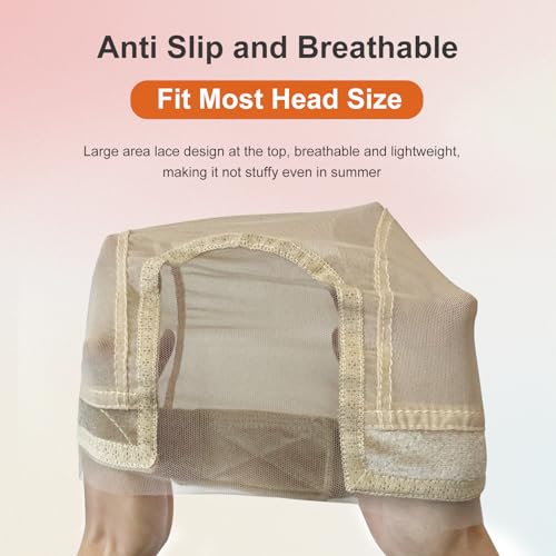 Lace Silicone Wig Grip Cap for Women,Wig Cap with Grip Band Adjustable,Used for Lace Wigs and Single Top Wigs-Lace Silicone Cap Let Your Wig Be Glueless.(Beige)