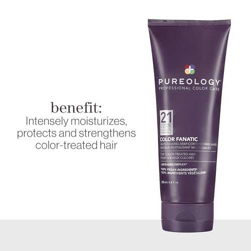 Pureology Color Fanatic Multi-Tasking Deep-Conditioning Mask - For Damaged and Color-Treated Hair, Multibenefit Hair Mask, Sulfate-Free & Vegan