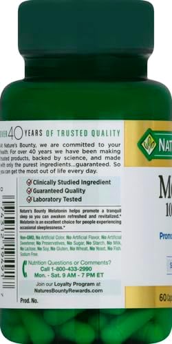 Nature's Bounty Melatonin, 100% Drug-Free Sleep Aid, Dietary Supplement, 10 mg, 60 Count (Pack of 2)