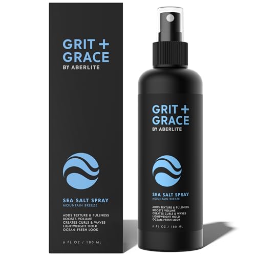 Aberlite Grit+Grace Sea Salt Spray for Men & Women Beach Look - Hair Texture Styling Product for Beach Waves - Curly & Wavy Hair Texture Spray (6 FL OZ)