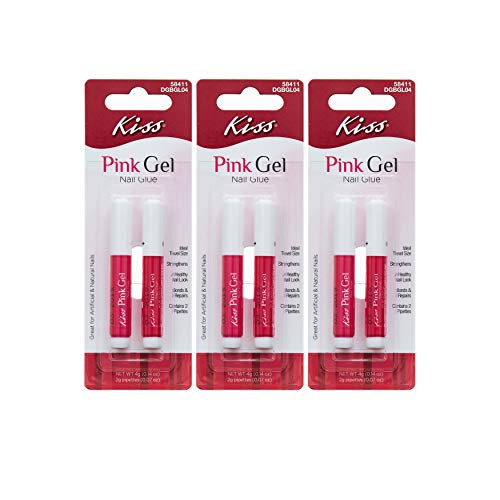 Kiss Pink Gel Nail Glue w/ 6 Pipettes (3 Pack)