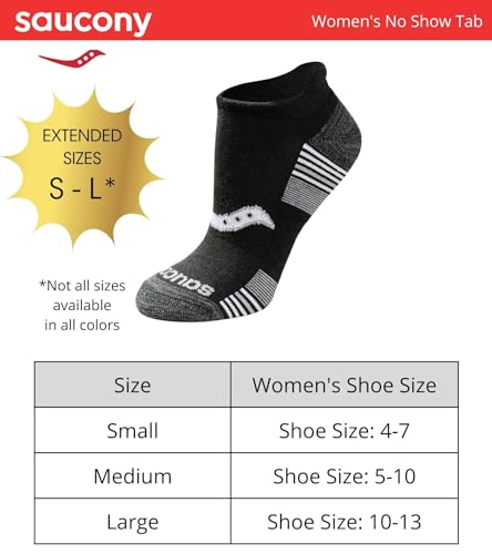 Saucony Women's RunDry Performance 8, Heel Tab Athletic Socks, S-L, Black White Assorted (16 Pairs), Medium