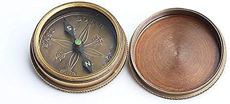 Solid Brass Gift Compass with Leather Case – Engraved Tolkien Quote “Not All Those Who Wander are Lost” – Vintage Gift for Travelers, Readers, Adventure Lovers, Graduation, Birthday, Retirement