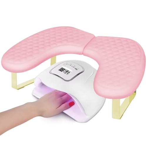 Arm Rest for Nails,U-shaped Manicure Nail Hand Rest Pillow Cushion,Foldable PU Leather Nail Tech Arm Rest for Nails Tech,Foot Hand Rest (Pink)