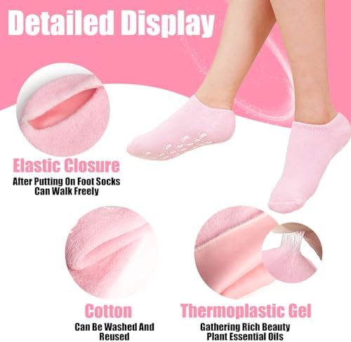 2Pairs Moisturizing Socks - Silicone Socks for Dry Cracked Feet Women - Gel Socks for Dry Cracked Feet Women - Lotion Socks for Repairing and Softening Dry Cracked Feet Skins