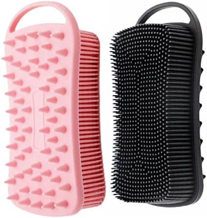 2Pack Dual Sided Silicone Body Scrubber for Exfoliating, Shower&Scalp Massage, 2 in 1 Bath&Shampoo Brush,Soft Body Exfoliator Silicone Loofah Shower Scrubber Brush for All Kinds of Skin