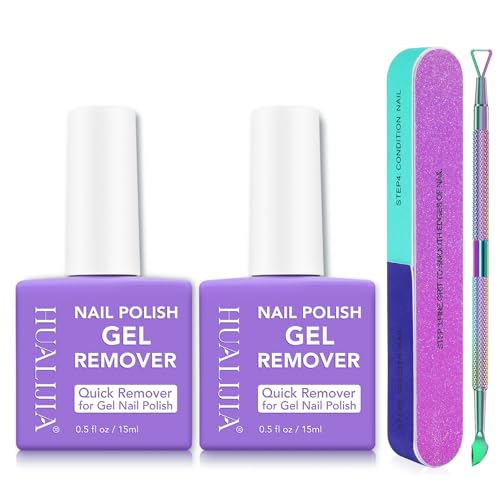 2 Pack Gel Nail Polish Remover Kit, Gel Polish Remover for Nails - Quickily and Easily Removes Gel Nail Polish at Home in 2-5 Mins - No Need for Foil, Soaking or Wrapping,15ml