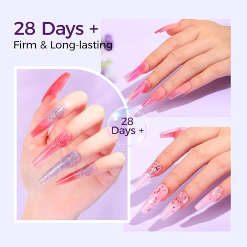 Poly Gel Nail Kit: Clear White Nude Pink Polygel Kit with Slip Solution Dual-Ended Nail Brush Nail Forms Nail Clips for Poly Gel Extension Starter DIY Set Home