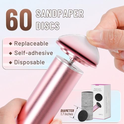 Dermawave Electric Foot File Callus Remover for Feet, Professional Foot Scrubber Sander Grinder for Dead Skin Cracked Heel, Pedicure Tool with 60 Sandpaper Discs for Men & Women