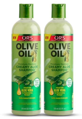 ORS Olive Oil Moisture Restore Creamy Aloe Shampoo Infused with Aleo Vera 12.5 Ounce (Pack of 2)
