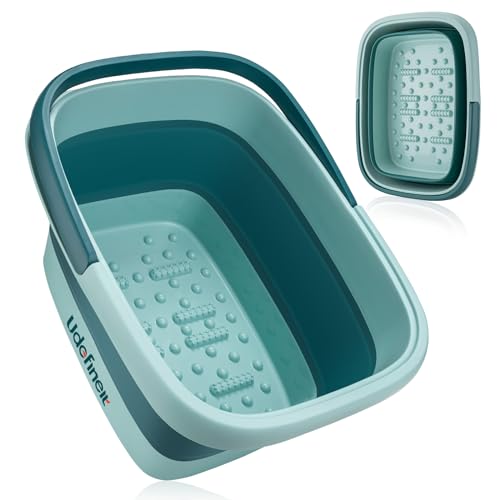 Udefineit Foot Bath Basin, Foldable & Portable Foot Soak Tub with Massage Acupoint for Foot Spa Bath, 15L/4 Gallon, Foot Massager Soaking Bath Basin Bucket for Pedicure Home Spa Treatment (Green)