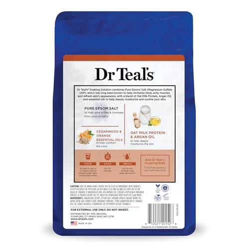 Dr Teal's Epsom Salt Magnesium Soak, Soothe & Comfort with Oat Milk & Argan Oil, 3 lbs