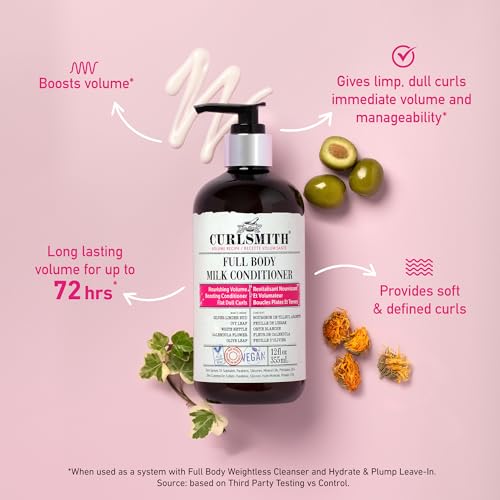 CURLSMITH - Full Body Milk Hair Conditioner, Volumizing and Hydrating for Wavy, Curly or Coily Hair, Vegan (355ml/12fl oz)