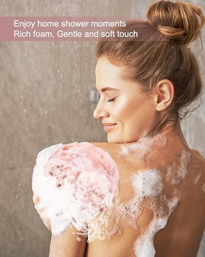 Loofah Sponge, XXL Large Loofah 100g 4 Pack, Bath Sponge Soft Mesh Shower for Men, Body Scrub, Shower Pouf Bath Accessories, for Body Wash, Soap (Red Soil)