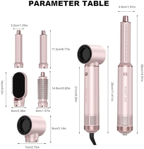 5 in 1 Hair Dryer Brush Set, Multi Ionic Air Styler Set, 800W Auto Wrap Air Hair Styler Without Heat Damage, Curl, Volumize and Straighten