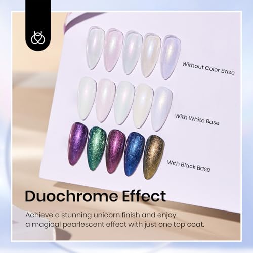 Beetles Pearl Glitter Top Coat Set, 5 Colors Iridescent Pastel Shimmer Mermaid Glossy Top Coat Gel Polish Shiny Long-Lasting No Wipe Soak Off UV LED Nail Art Gifts for Women