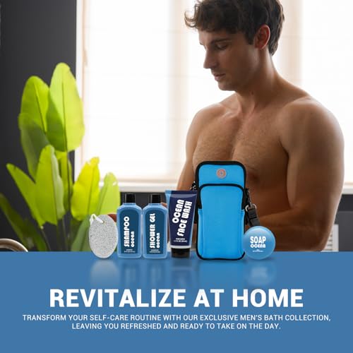 Bath and Body Wash Gift Set for Men, 6 Pcs Post-Workout Bath Gifts for Men, Cleanses, Hydrates, Refreshes, Mens Father's Day, Birthdays, Holidays Gifts Ideas