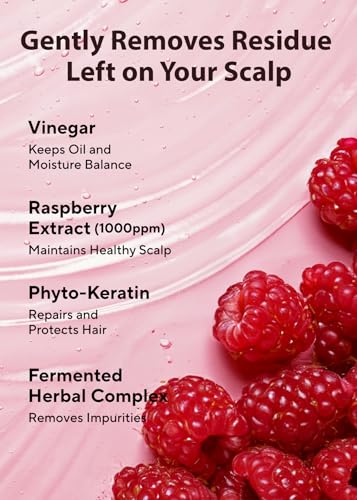 A’PIEU Raspberry Vinegar Hair Shampoo 16.9 fl.oz / 500 ml - Dandruff & Clarifying Shampoo | Scalp Treatment I Korean Hair Care I Balances pH, Removes Buildup, Soothes Scalp