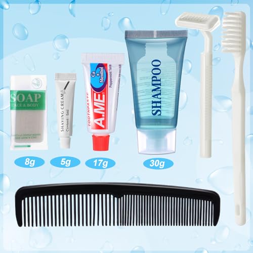 60 Set Travel Convenience Toiletry Kit Bulk Basic Toiletry Kits Travel Size Homeless Personal Hygiene Kit Homeless Care Package Supplies with Reusable Toiletry Bag for Men Charity