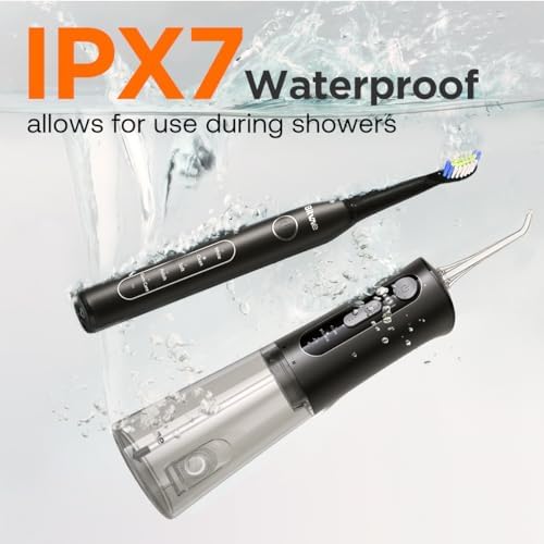 Water Flosser and Electric Toothbrush Combo - Cordless Water Flosser for Teeth - 5 Modes Sonic Electric Toothbrush, 3 Modes Portable Water Floss…