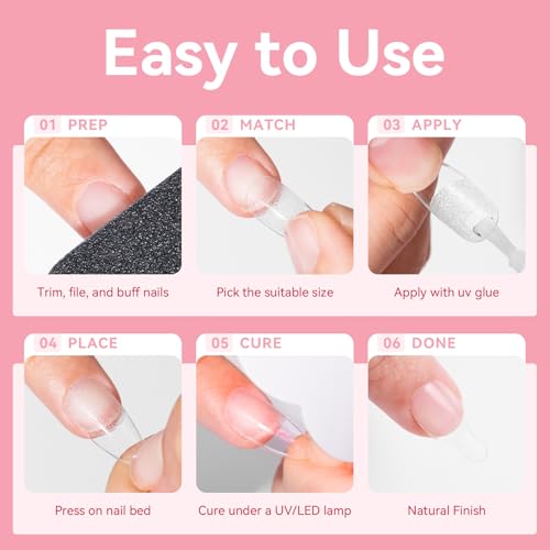 Makartt Almond Nail Tips, 500pcs Medium Pre-buffed Full Cover Clear Press on Nails 10 Sizes Soak Off Soft Gel Nail Tips Extension Professional Acrylic Fake Nails No Crease False Nail Salon DIY Art