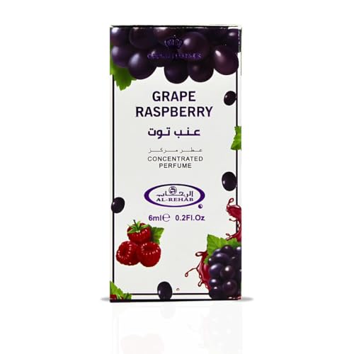 Al-Rehab Grape Raspberry Arabian Perfume Oils for Women 6ML (0.2 OZ) (Pack of 3) Fragrance Oil - Fruity, Floral & Sweet Concentrated Perfume Oil - Long-Lasting, Vibrant and Exotic Arabian Fragrance