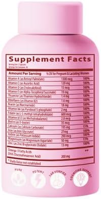 Bio-Available Prenatal Vitamins for Women, Natural Methylated Folate Folic Acid, DHA Omega 3. Multivitamin Pre, During & Post Pregnancy