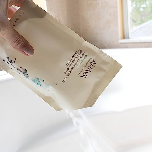 AHAVA Dead Sea Mineral Bath Salt- Intense Relaxation for Body & Mind, Elevates Moisture, Softens & Eases Sore Muscles, Enriched by Exclusive Dead Sea Salt & Osmoter, 8.5 Oz.