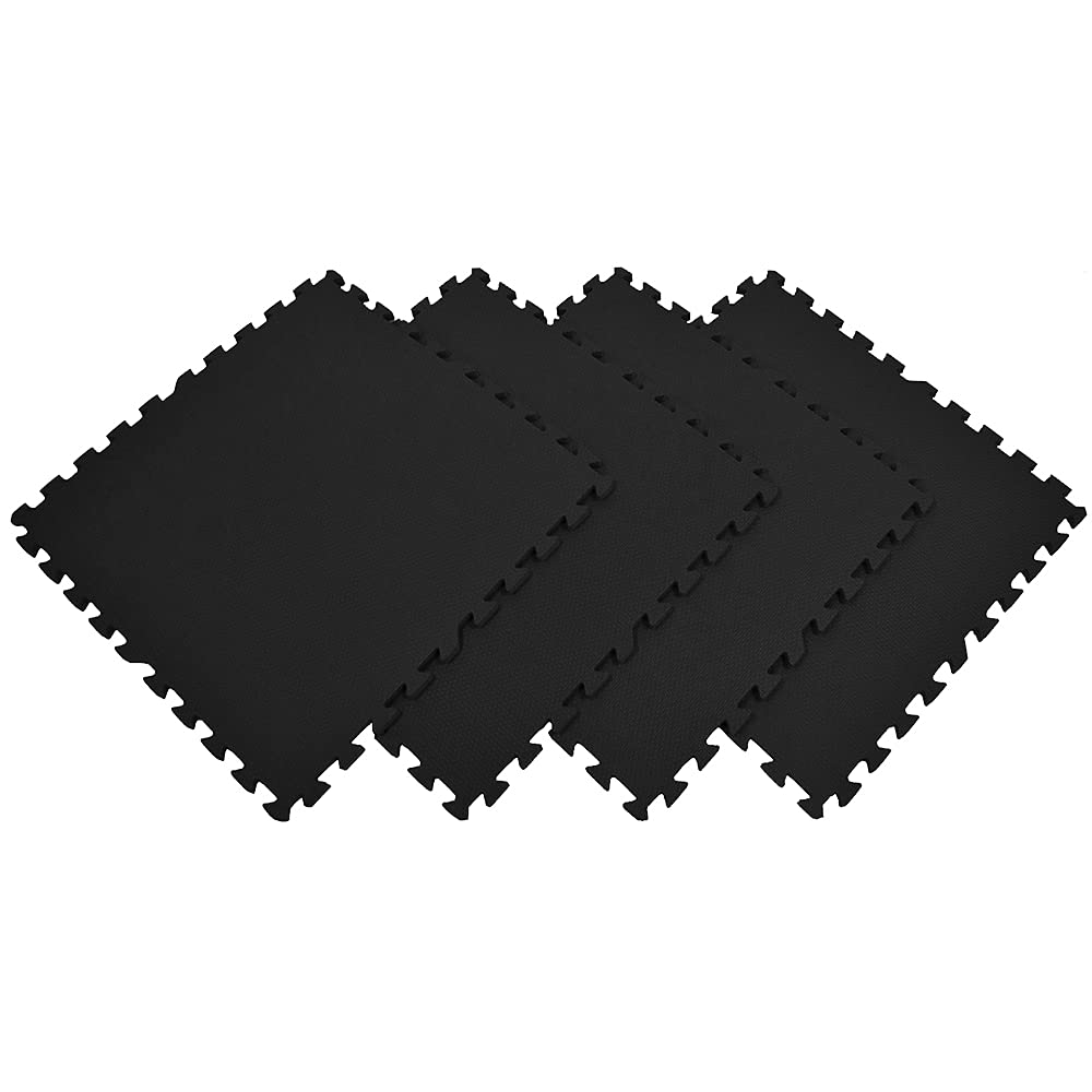 Xspec 3/8" Thick 100 sq. ft. (25 pcs) Gym EVA Foam Floor Mats (24" x 24") | T Pattern, Black
