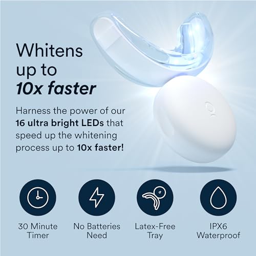 Auraglow Teeth Whitening Kit, LED Accelerator Light, 35% Carbamide Peroxide Teeth Whitening Gel, 20+ Whitening Treatments, Whitens up to 10 Shades in 7 Days