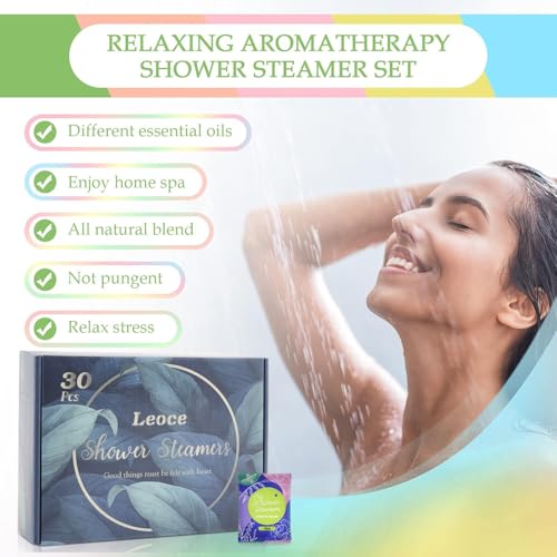 Shower Steamers Aromatherapy, 30PCS Natural Organic Shower Bombs with Essential Oils for Home Spa, Birthday Christmas Gift Basket for Women/Men