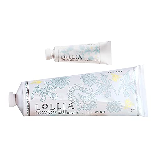 LOLLIA Wish No. 22 Handcreme Bundle, .33 oz. & 4 oz. – Sugared Pastille – Scented Hand Cream for Women, Moisturizing Hand Lotion for Dry Hands, Shea Butter & Cocoa Butter, Quick Absorbing Lotion