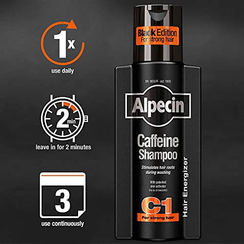 Alpecin Caffeine Shampoo C1 Black Edition with Bold Fragrance 8.45 oz I Hair Performance Enhancer Promotes Natural Hair Growth and Thickness I Energizes Scalp