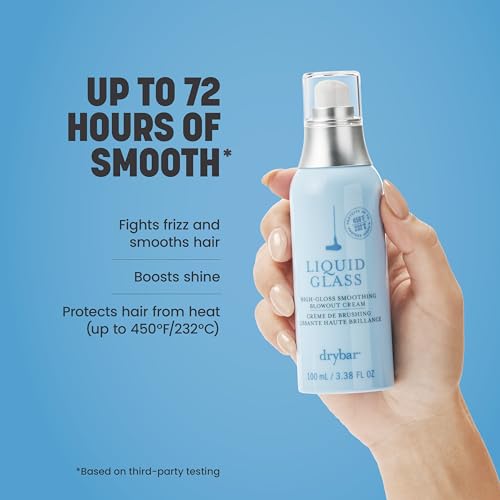 Drybar Liquid Glass High-Gloss Smoothing Blowout Cream | Reduces Frizz, Smooths Hair, Enhances Shine for a Healthier Appearance | Heat Protectant for Hair up to 450°F