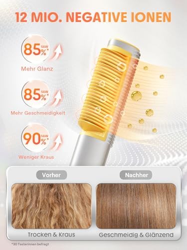 SHEGLAM Straightener Brush 3D Ionic Hair Straightening Brush with 24K Gold Heated Comb, Anti-Scald Design, 60s Fast Heat-Up, Auto-Off, Frizz Control, Sleek & Smooth Styling