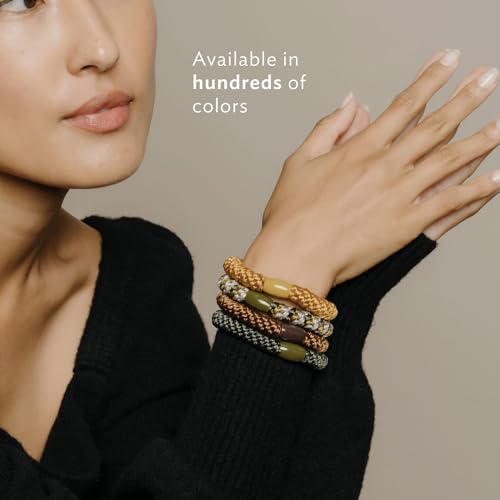 Black Hair Ties for Thick Hair, Grab & Go Pony Tube, 15 Pack, Black Pack, Thick No-Crease Bands with Strong Hold, Damage-Free Design, Sleek Everyday Style | L. Erickson