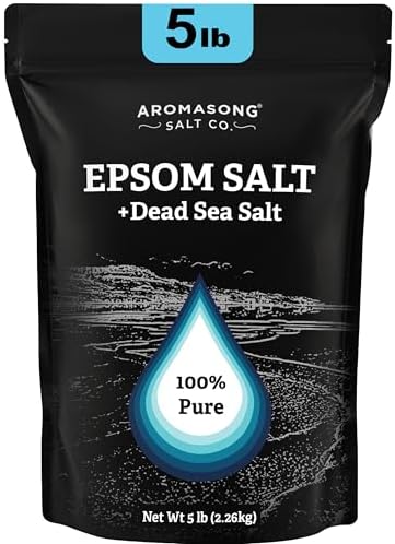 Aromasong Epsom Salt with Dead Sea Salt for Soaking - Bulk 5 Lb - 100% Pure Bath Salt, Foot & Muscle Soak