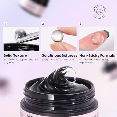 Beetles Solid Builder Nail Gel, 1.06 OZ Clear Hard Gel Non-Sticky Sculpting Gel, 3D Gel Nail Art Building Gel with Chrome Nail Powder, Nail Art Sculpture Pen Gift for Women