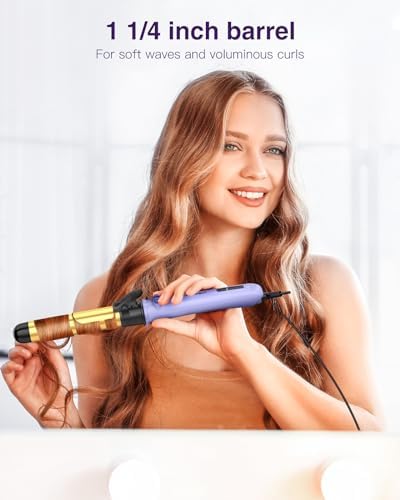 Rotating Curling Iron 1 1/4 Inch, 2024 Upgraded ZAVAREA Automatic Curling Iron with Extra-Long Barrel, Dual Voltage Self Curling Wand 1.25" Hair Curler