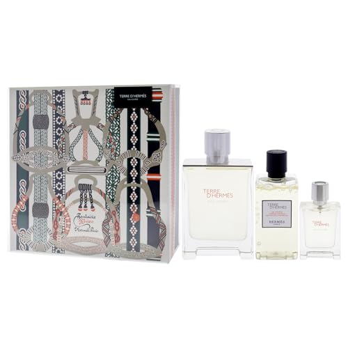 Terre DHermes Eau Givree by Hermes for Men - 3 Pc Gift Set 3.3oz EDP Spray, 0.41oz EDP Spray, 2.7oz Shower Gel