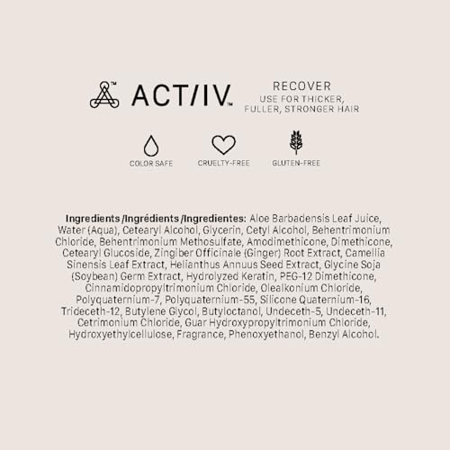 ACTIIV Recover Thickening Conditioner (Unisex) | Supports Optimal Hair Care and Recovery, Strengthens & Hydrates, Promotes Thicker Fuller Hair, Plant-Based, Color-Safe, All Hair Types