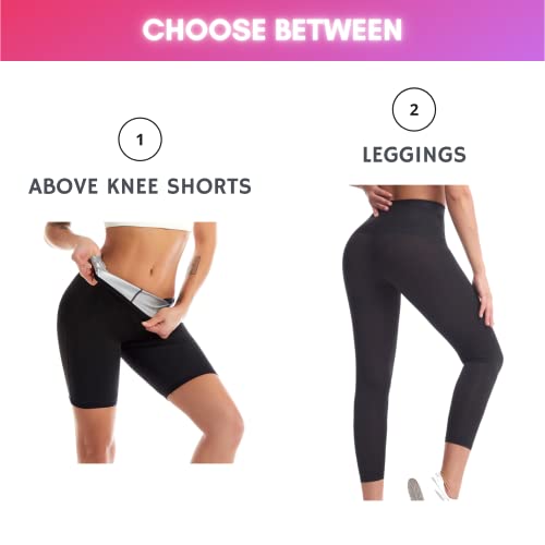 NANOHERTZ Sauna Sweat Shapewear High Waisted Shorts Thigh Workout Suit Waist Trainer Weight Loss Lower Body Shaper Sweatsuit Exercise Fitness Gym Women