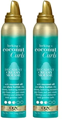 OGX Locking + Coconut Curls Decadent Creamy Mousse, 7.9 Ounce (Pack of 2)