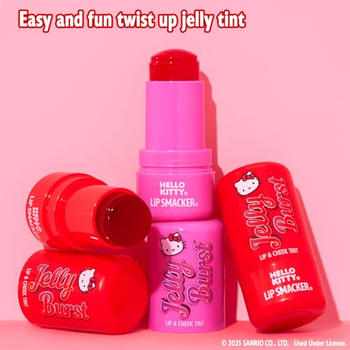Lip Smacker Hello Kitty So Jelly Lip & Cheek Tint, Moisturizing Sheer & Buildable Color, Fun Bouncy Jelly Texture, Sweet Apple Flavor - Apple