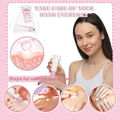 50 Pcs Pink Bow Gifts Hand Cream Bulk for Women,Girls Favors Gifts for Bachelorette Mini Travel Hand Lotion Bulk,Favors for Guest Wedding Bridal Engagement Baby Shower Party Stuffers