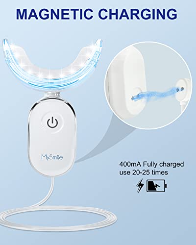 MySmile Teeth Whitening Accelerator Light, 28 LED Blue Light, Each 10 Minutes, USB Charger, Mouth Trays, 1 Pcs LED Light & 4ml Gel
